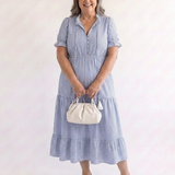 Dakota | Short Sleeve Striped Tiered Midi Dress