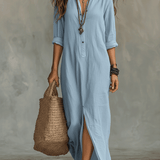 Timeless Button Maxi Dress – Elegant, Lightweight & Easy Fit