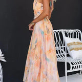 Sandra | Elegant Watercolour Maxi Dress for Summer