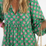 Fiora | Floral Print V Neck Tiered Midi Dress