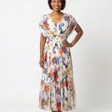 Savannah | Short Sleeve Pleated Floral Midi Dress