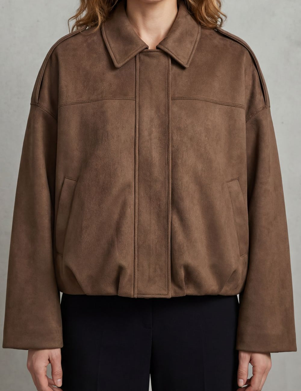 Solenné – Sculpted volume – Suede bomber jacket