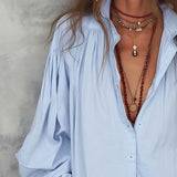 Cotton Ruffle Cuffs Blouse