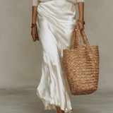 Effortless Ivory Knit & Satin Midi Ensemble