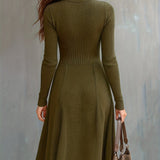 ZINNIA | ZIPPERED LONG SLEEVE DRESS WITH STRETCH FABRIC