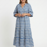 Elodie | Diamond Print Tiered Midi Dress