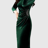 LILLO | VELVET SLIT RUCHED DRESS