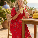 Delphine | Square Neck Floral Puff Sleeve Midi Dress