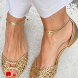 Isadora | Woven Gold Sandals