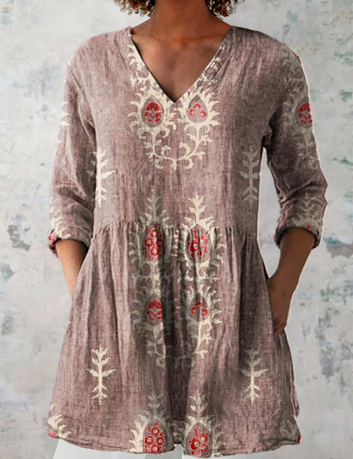 Elise | Long Blouse with V-Neck