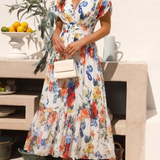 Savannah | Short Sleeve Pleated Floral Midi Dress