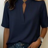 Élise — Elegant Short Sleeve V-Neck Blouse