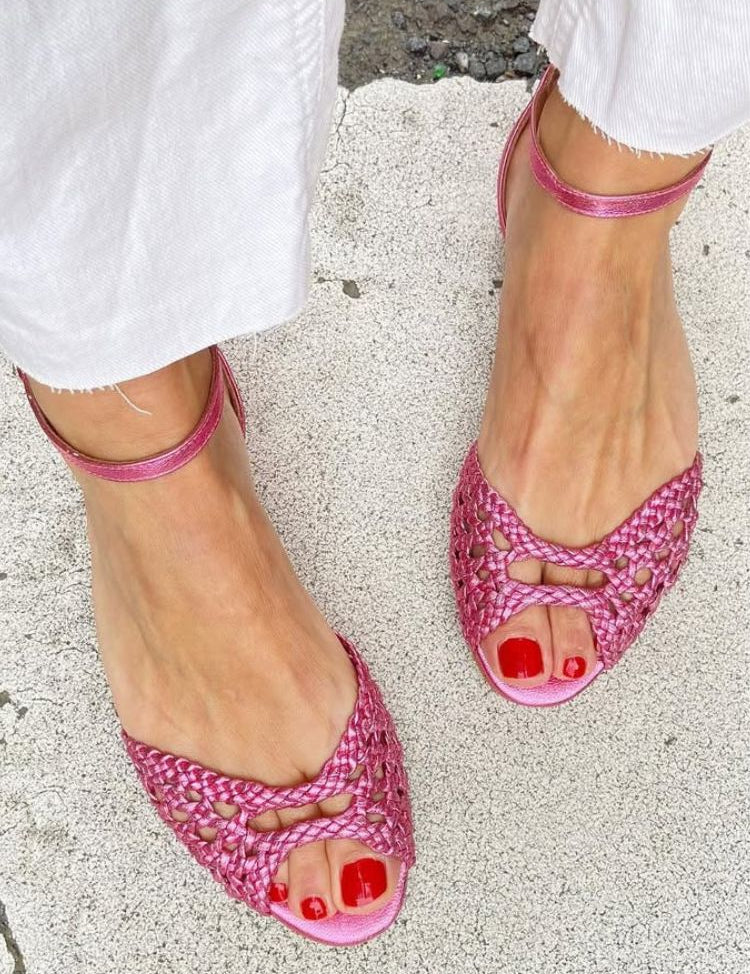Isadora | Woven Gold Sandals