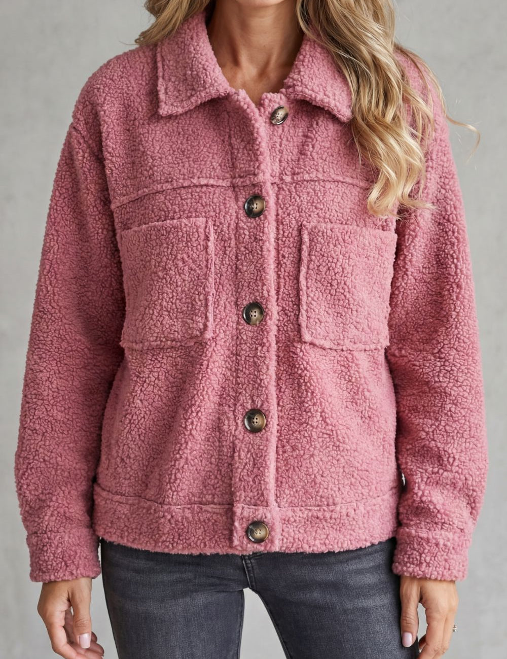 Floretta – Textured fleece style – Button-up jacket