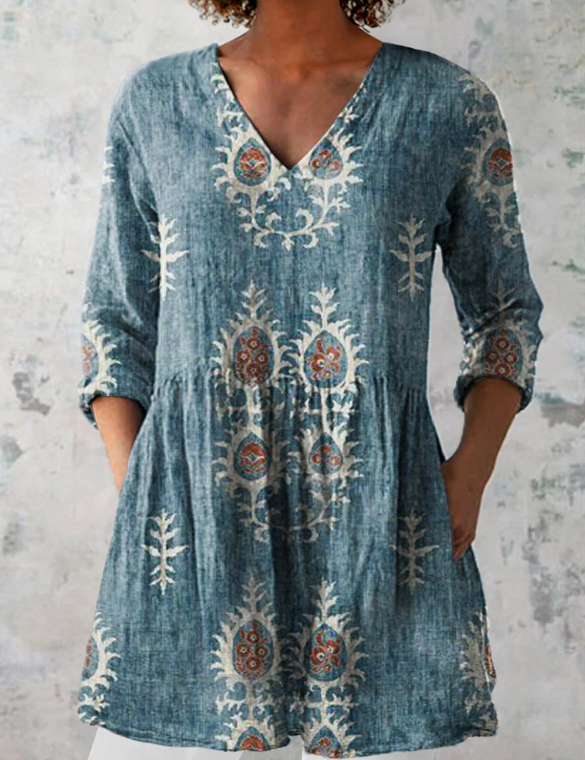 Elise | Long Blouse with V-Neck
