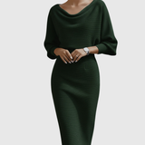 ISMÉRIA | WHITE DRAPED BATWING MIDI DRESS