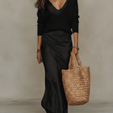 Effortless Ivory Knit & Satin Midi Ensemble