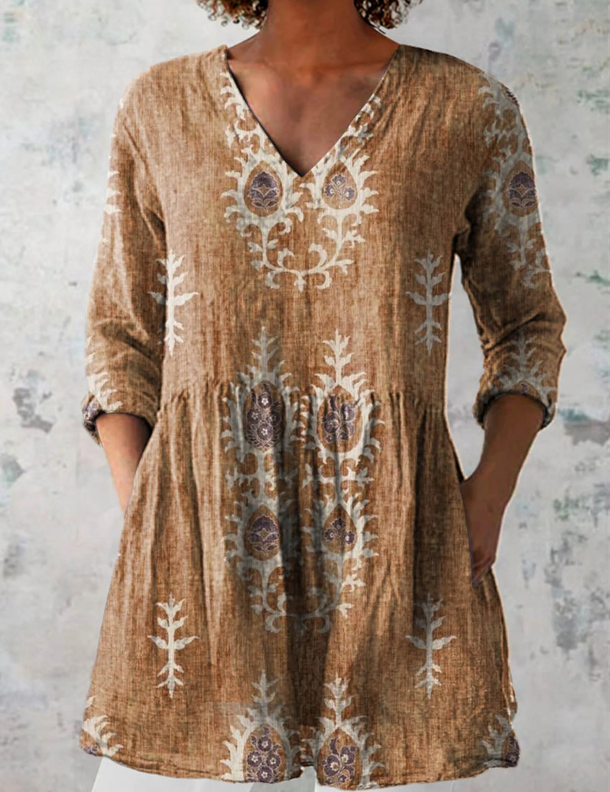 Elise | Long Blouse with V-Neck