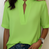 Élise — Elegant Short Sleeve V-Neck Blouse