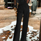 ISLIE | JUMPSUIT WITH SHEER SLEEVES AND WIDE LEGS