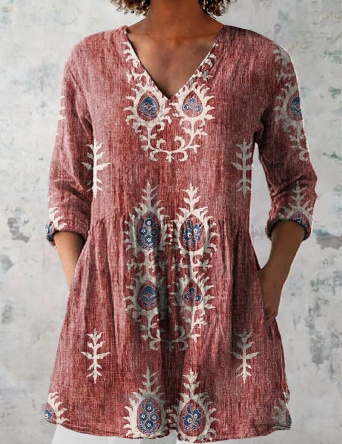 Elise | Long Blouse with V-Neck