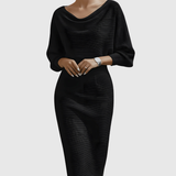 ISMÉRIA | WHITE DRAPED BATWING MIDI DRESS