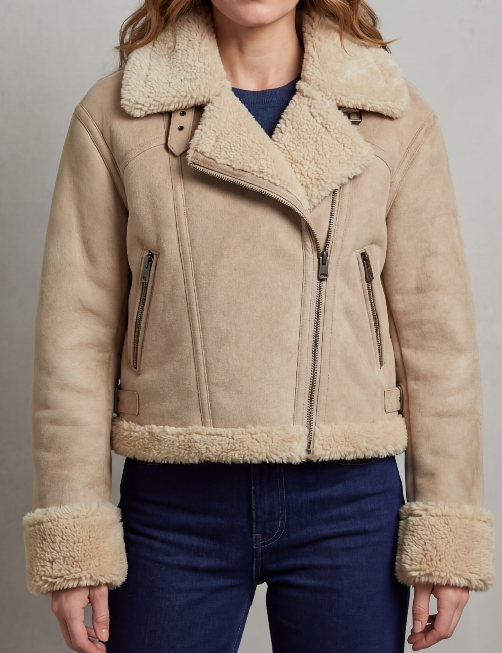 Albinette – Double-sided fleece – Cropped aviator jacket