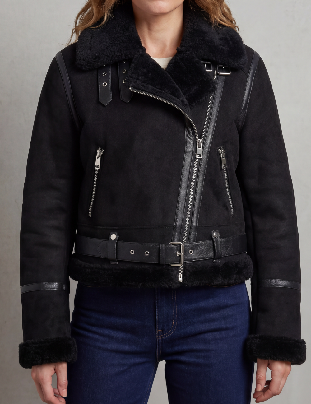 Albinette – Double-sided fleece – Cropped aviator jacket