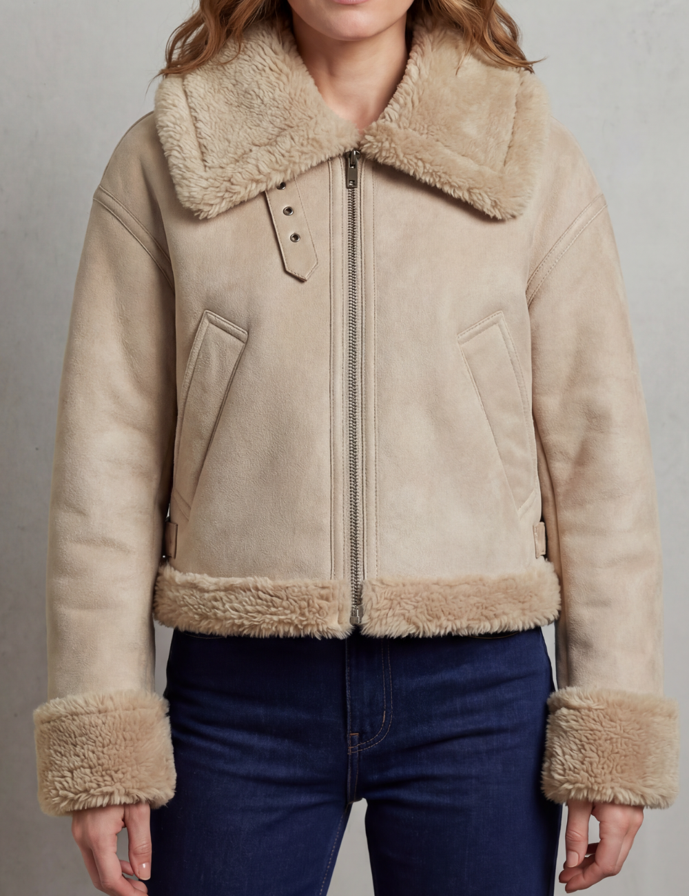 Albinette – Double-sided fleece – Cropped aviator jacket