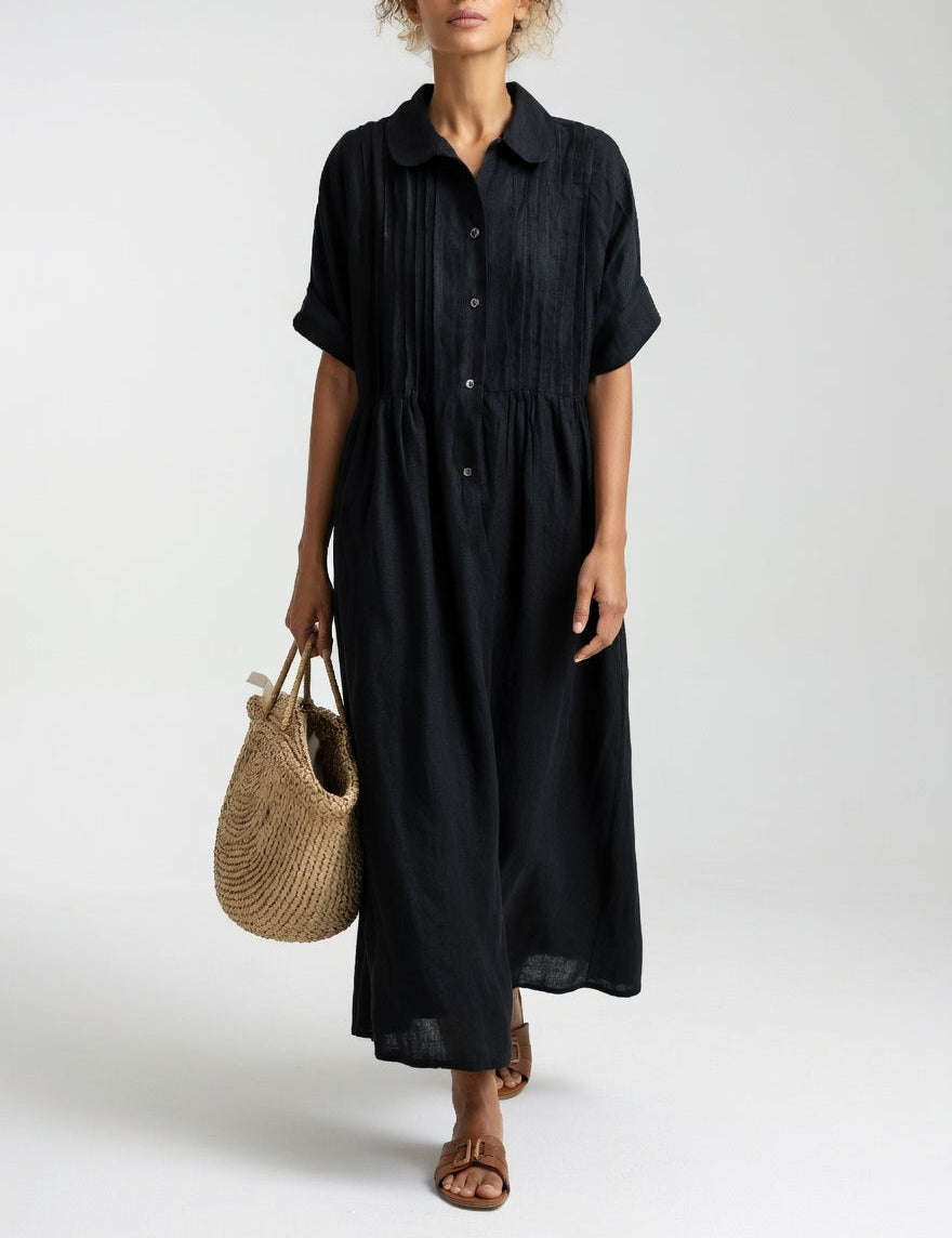 Lysandra™ — Long Cotton Shirt Dress
