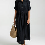 Lysandra™ — Long Cotton Shirt Dress