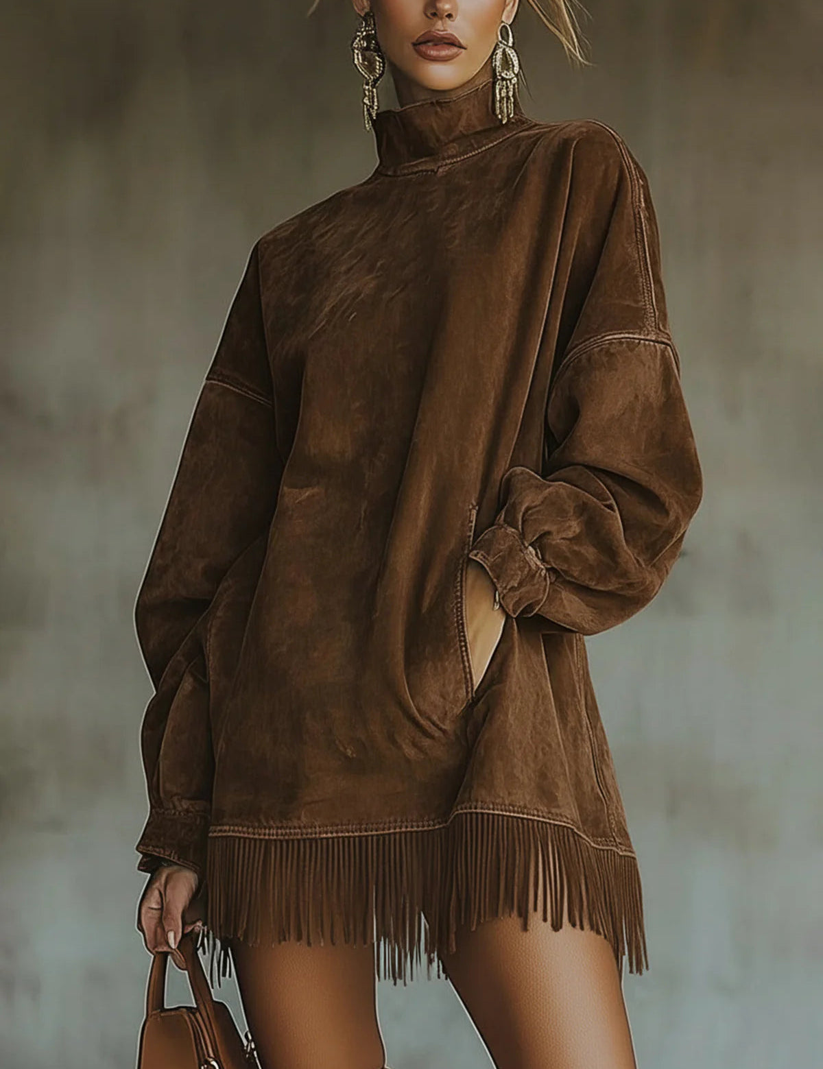 Sheril | Suede Fringe Dress