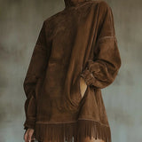 Sheril | Suede Fringe Dress