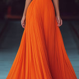 VESPERINA | V-NECK HALTER PLEAT MAXI DRESS