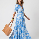 Ione | Short Sleeve V Neck Floral Midi Dress