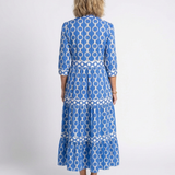 Ysolde | Three Quarter Sleeve Chain Pattern Midi Dress
