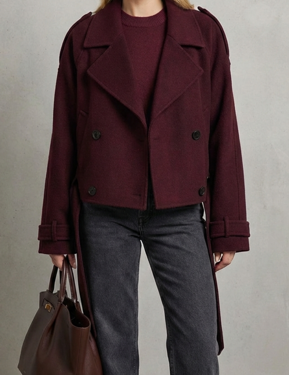 Élise – Double-breasted French Woolen Jacket – Cropped City Coat