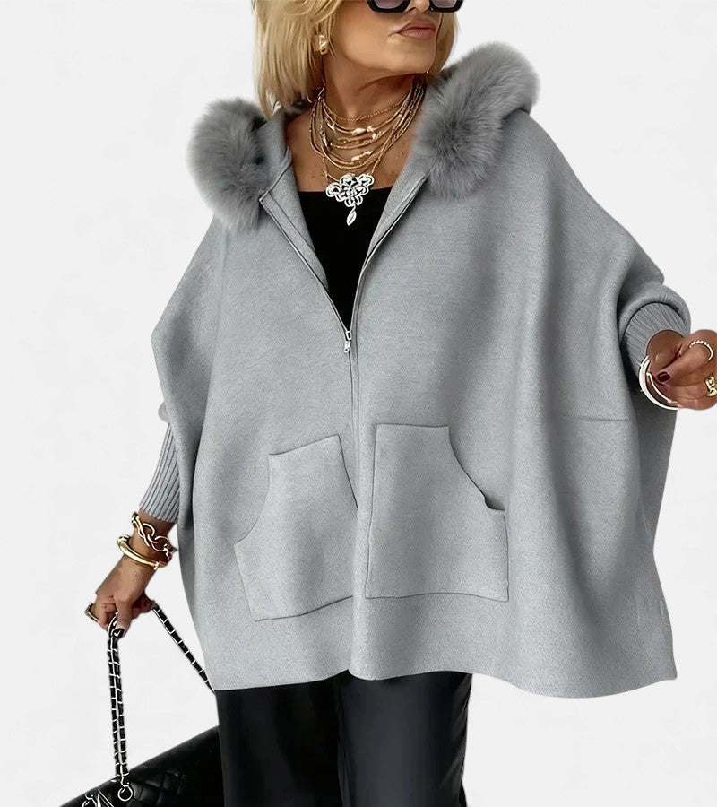 ARABELLE | CASUAL HOODED COAT WITH FUR COLLAR