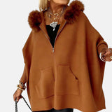 ARABELLE | CASUAL HOODED COAT WITH FUR COLLAR