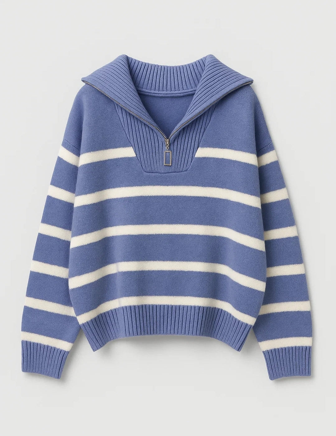 KAIRIS | ZIP-COLLAR STRIPED KNIT SWEATER