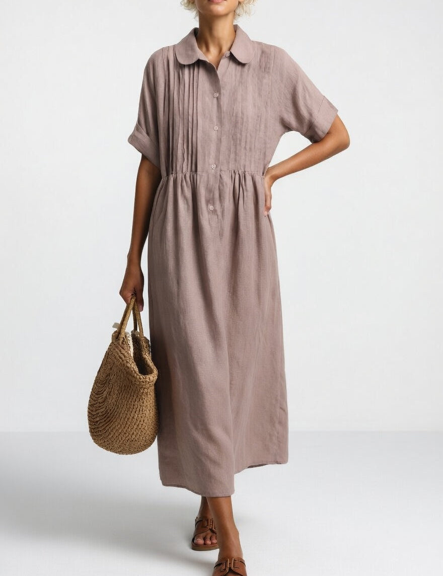 Lysandra™ — Long Cotton Shirt Dress