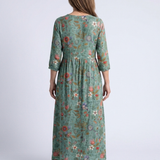 Marina | Floral V Neck Three Quarter Sleeve Maxi Dress
