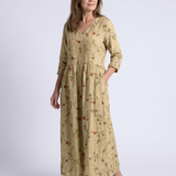 Marina | Floral V Neck Three Quarter Sleeve Maxi Dress