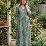 Marina | Floral V Neck Three Quarter Sleeve Maxi Dress