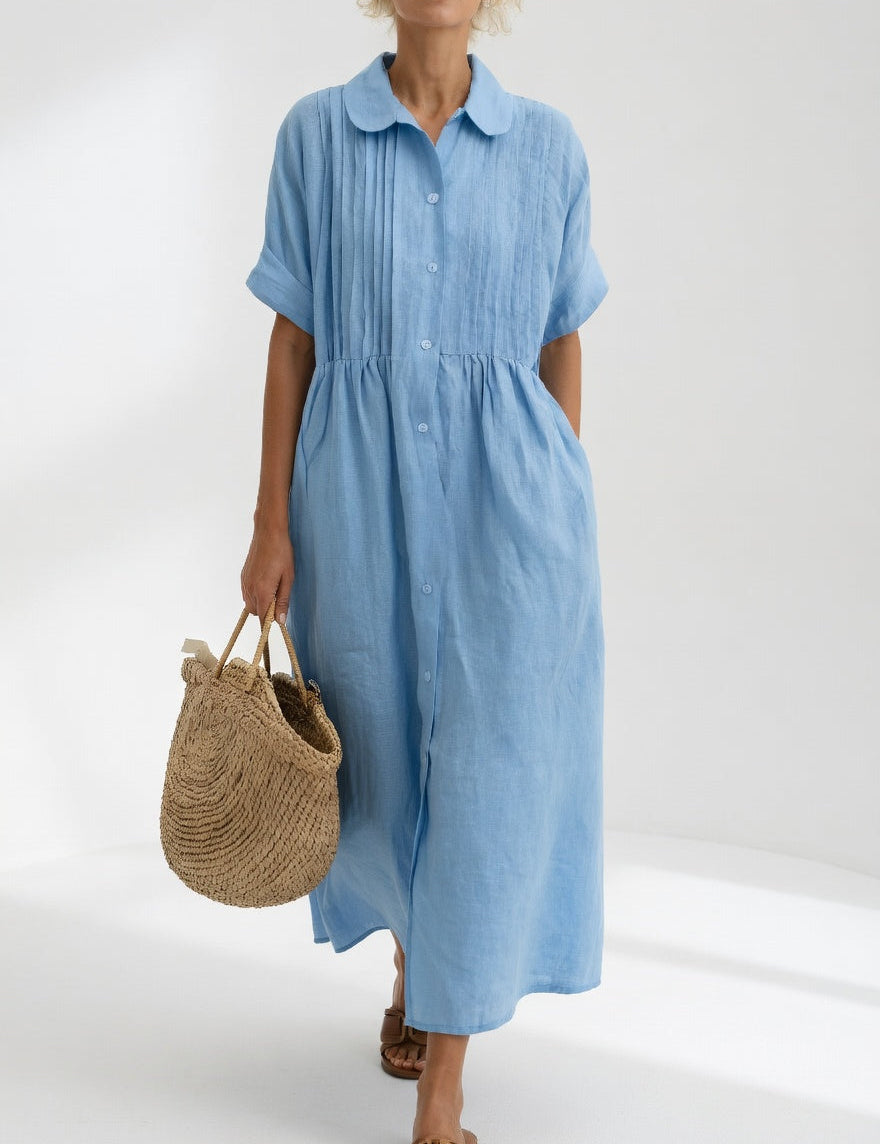 Lysandra™ — Long Cotton Shirt Dress