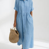 Lysandra™ — Long Cotton Shirt Dress