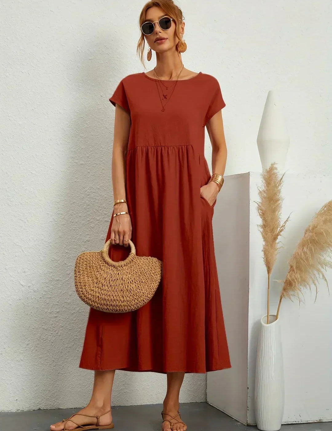 Gabrielle™ — Flowing Midi Dress with Timeless Elegance