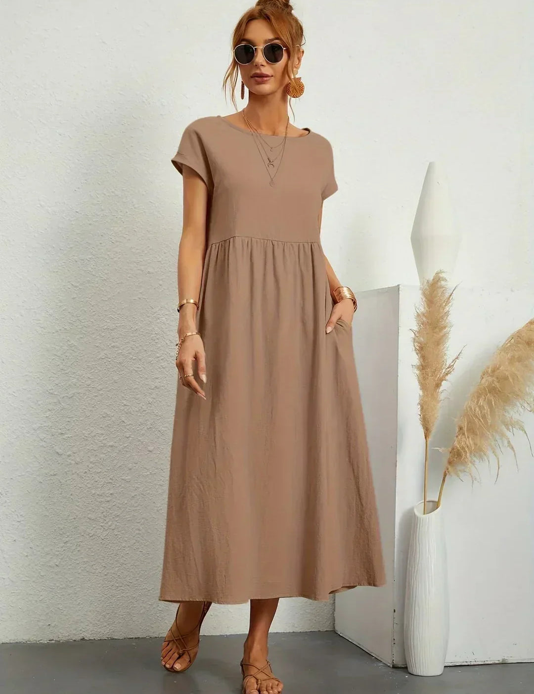 Gabrielle™ — Flowing Midi Dress with Timeless Elegance