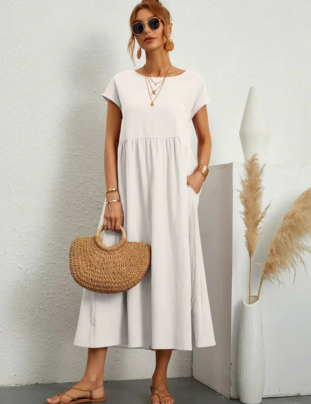Gabrielle™ — Flowing Midi Dress with Timeless Elegance