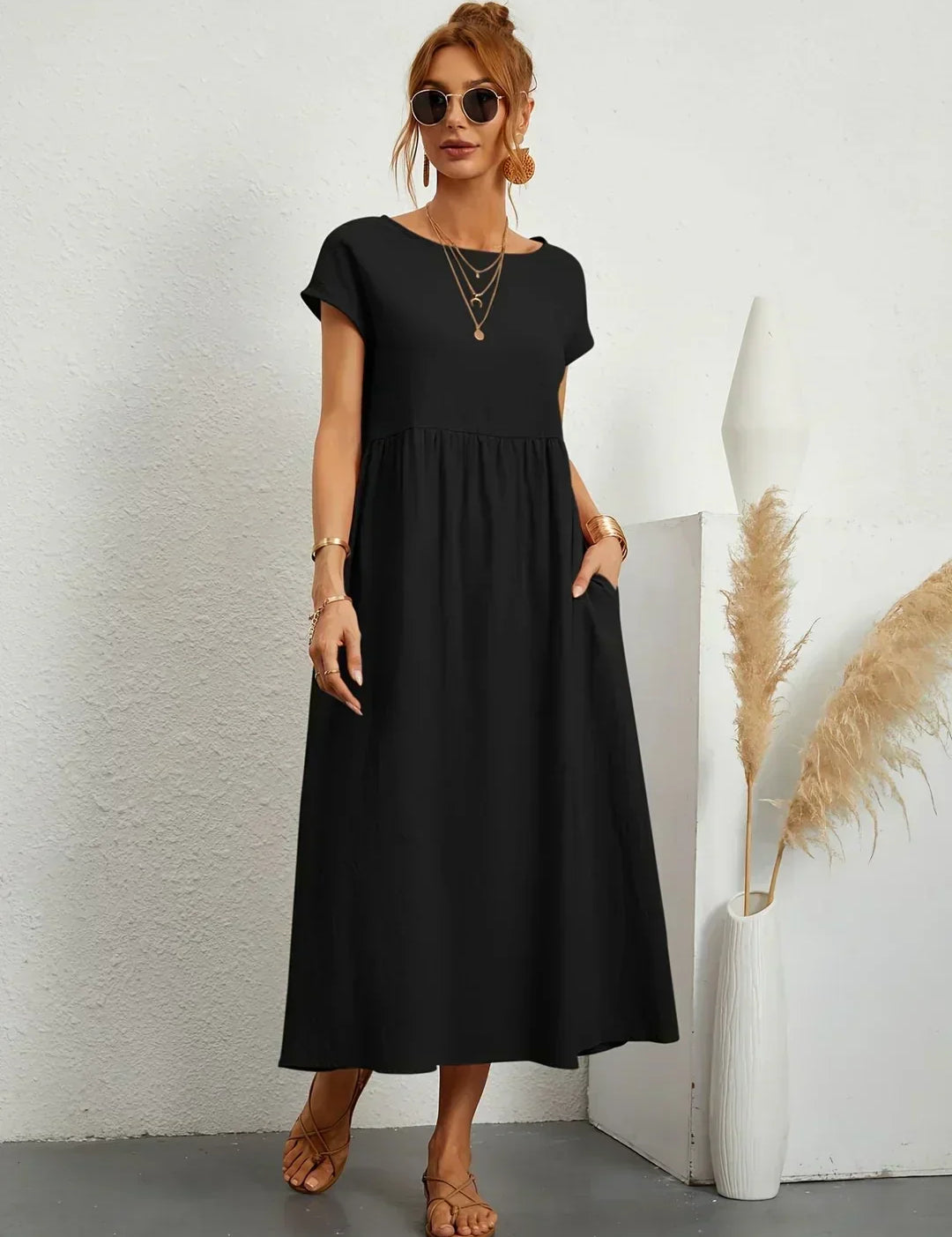 Gabrielle™ — Flowing Midi Dress with Timeless Elegance
